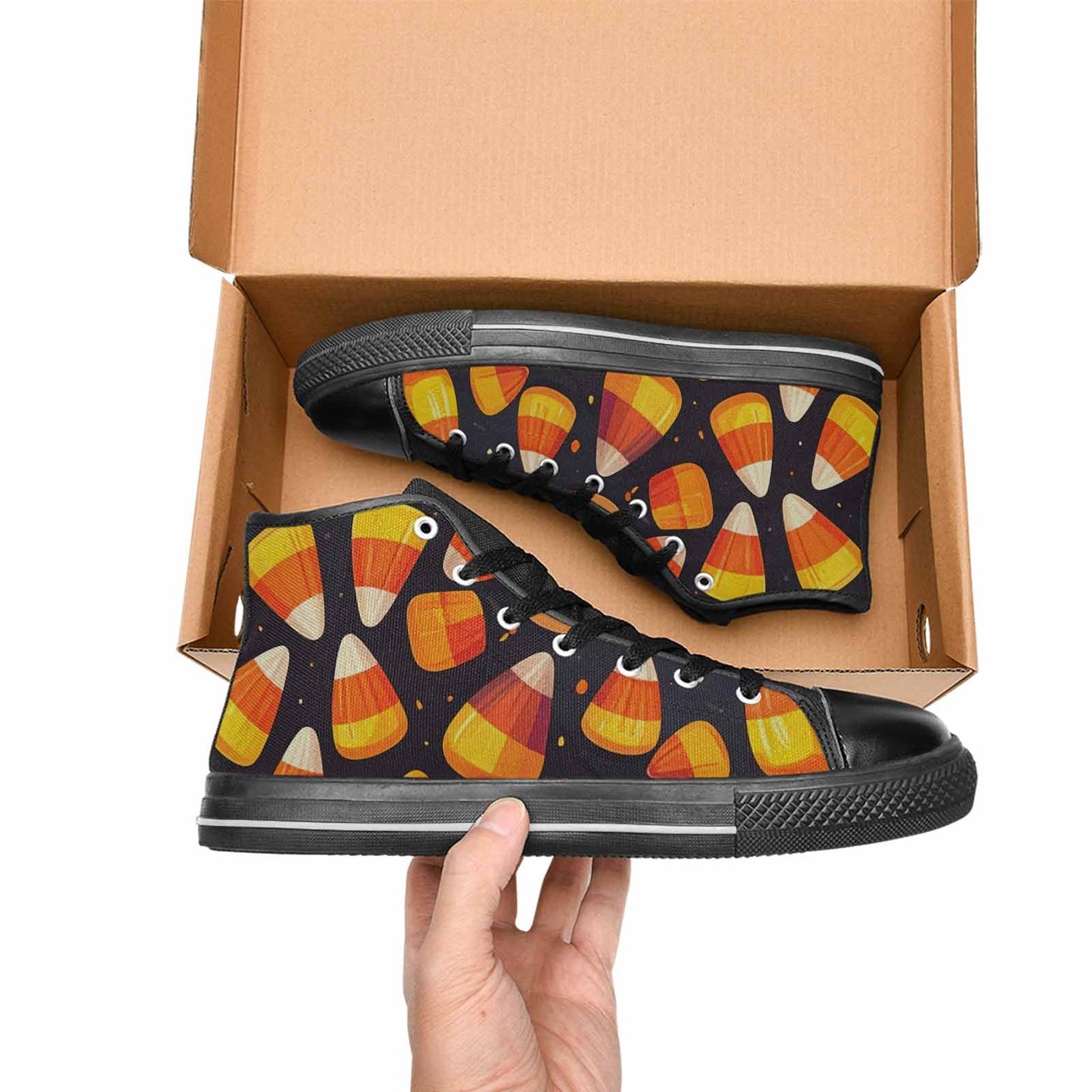 WOMEN'S Halloween Candy Corn High Top Canvas Dark Academia Sneakers