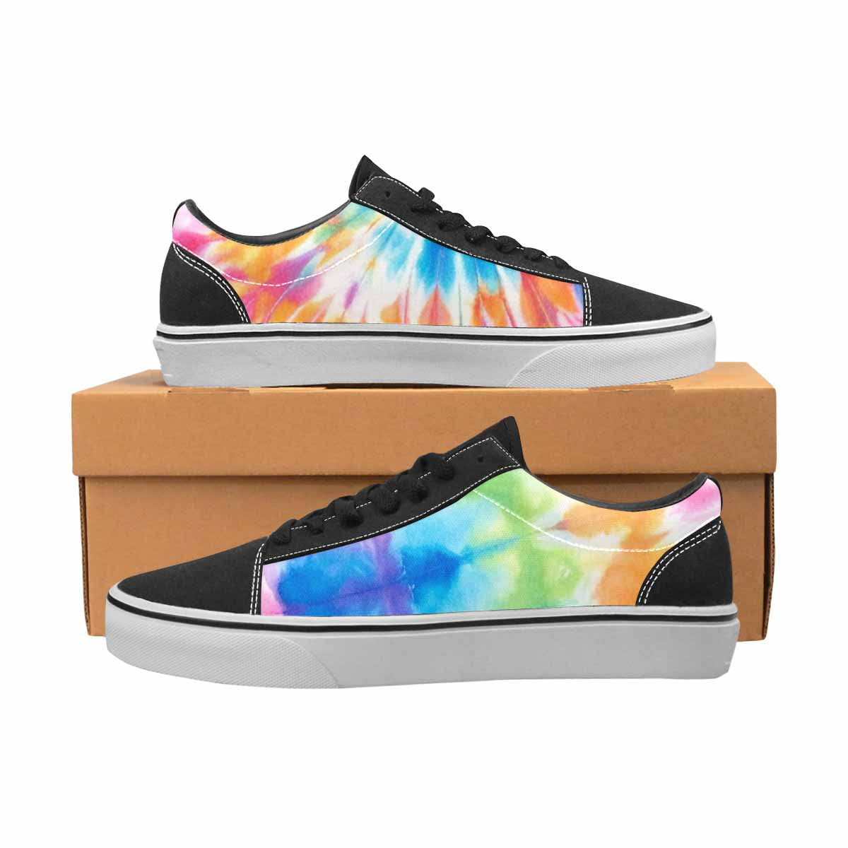 MEN'S Tie Dye Rainbow Twist Canvas Lace-Up Vibrant Chaos Custom Sneakers