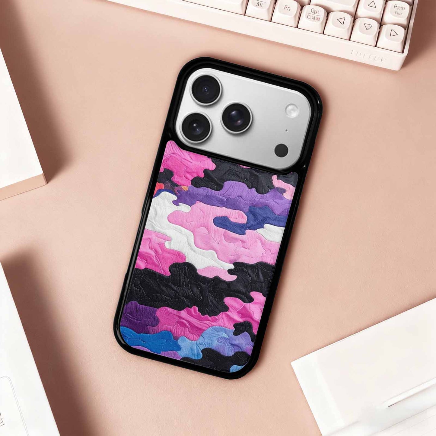 iPhone 17 Pro Case — Vivid Camo Genderfluid Pride Camo, Custom Print Case Cover