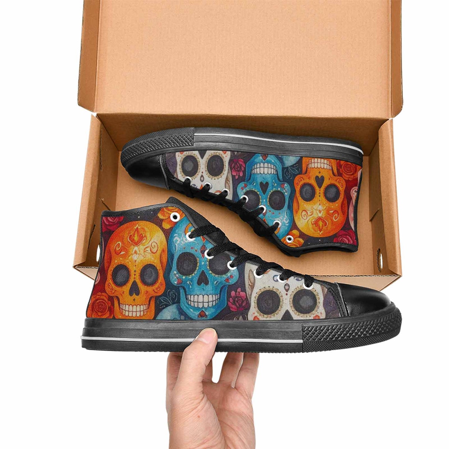 WOMEN'S Skull High Top Canvas Aesthetic Custom Sneakers