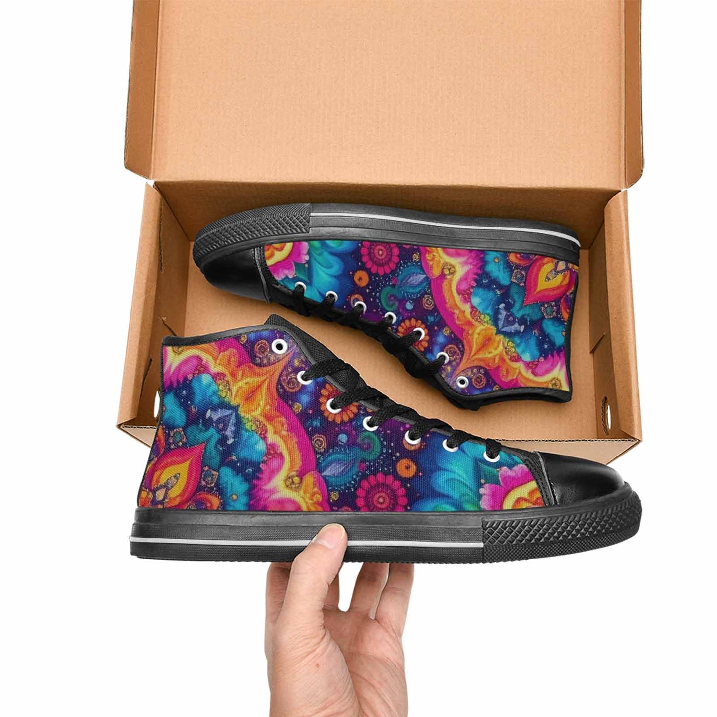 MEN'S Tie Dye Mandala High Top Canvas Aesthetic Custom Shoes