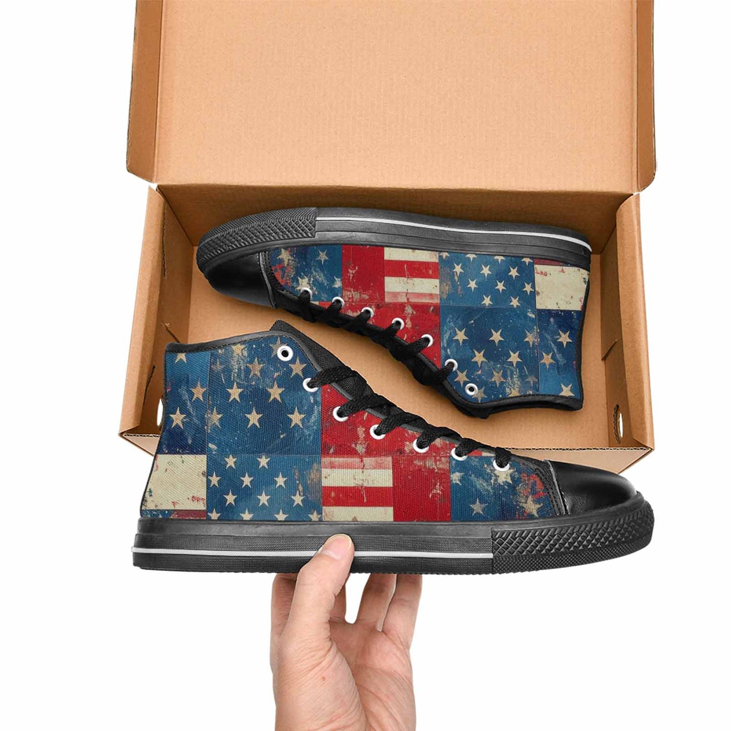 MEN'S American Flag Stars High Top Canvas Dark Academia Custom Shoes