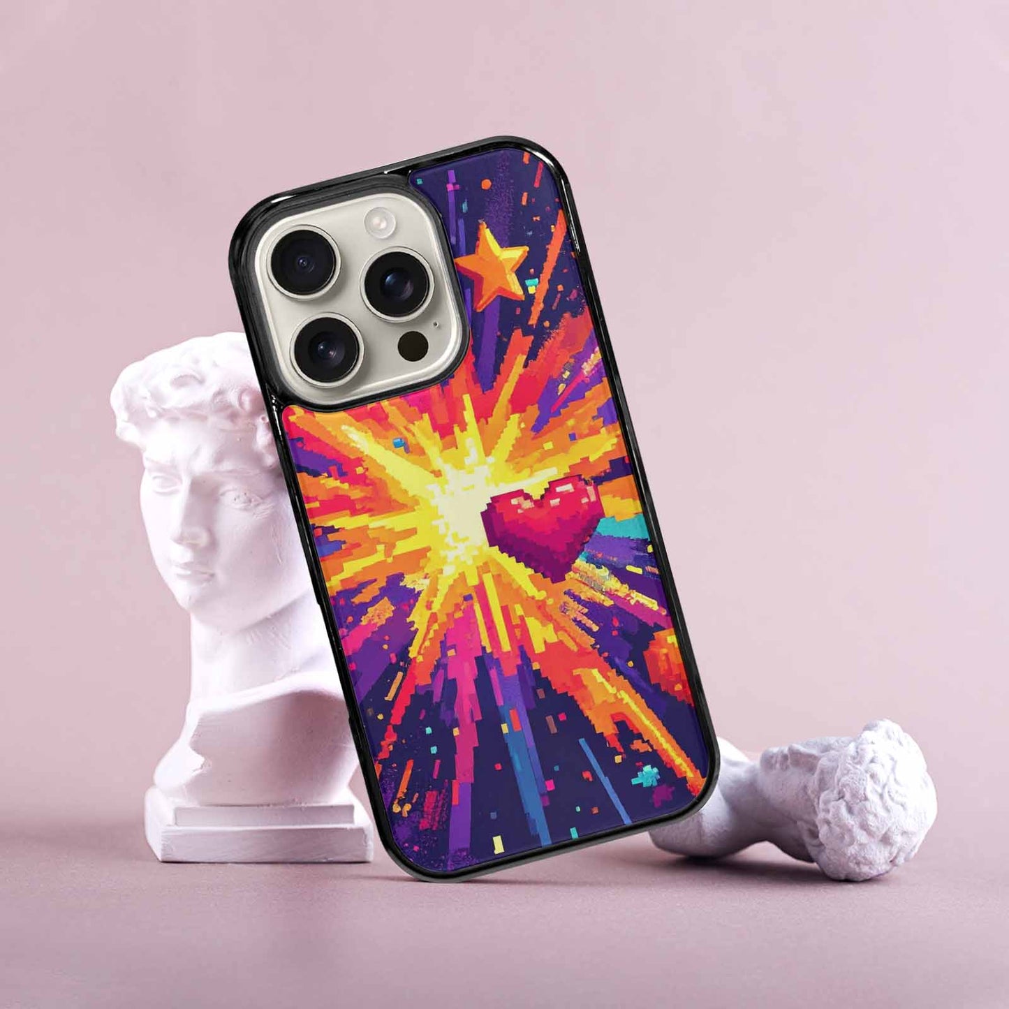 iPhone 16 Pro Case — Pixel Art 8 Bit Burst Pattern, Custom Print Case Cover