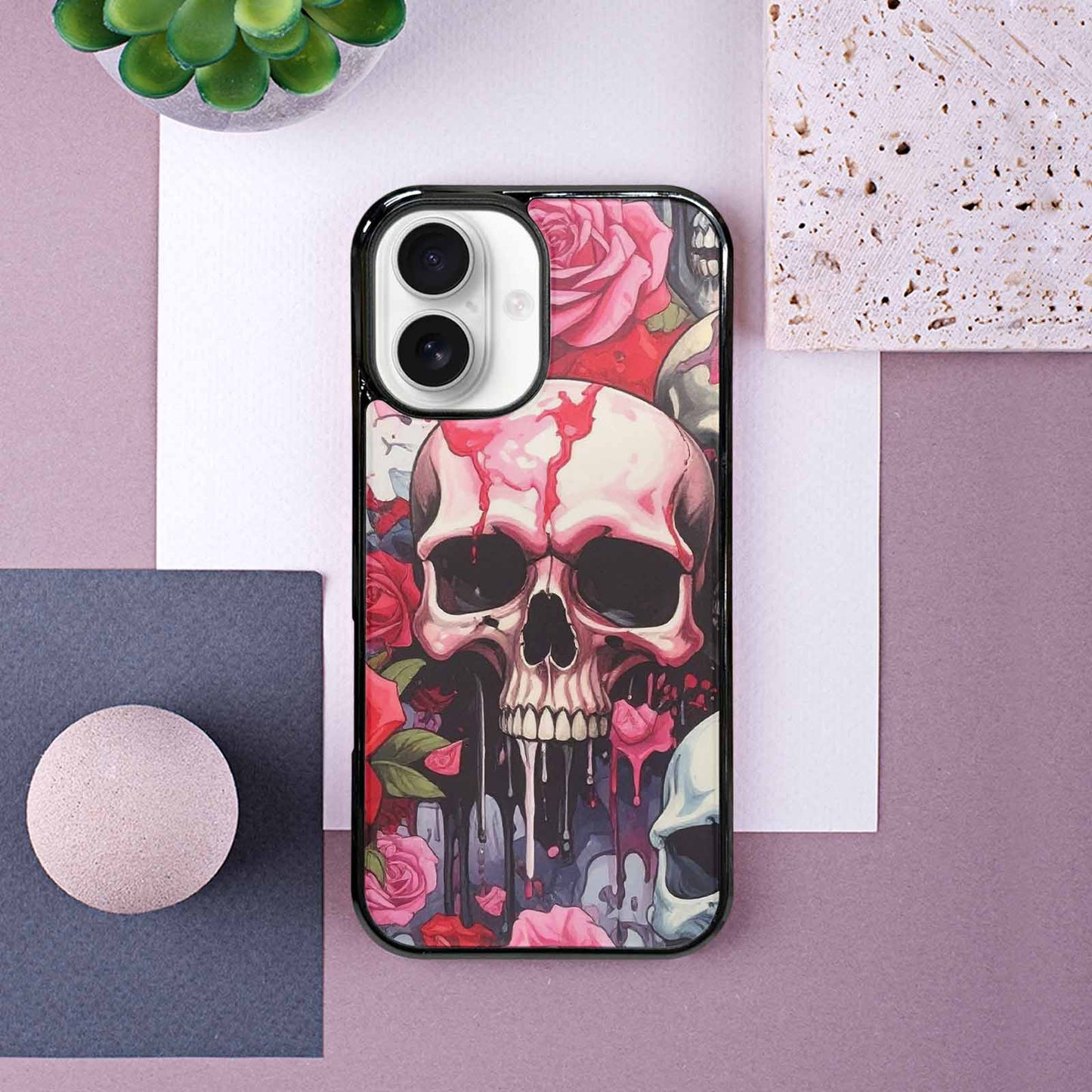 iPhone 16 Case — Skulls And Roses Skulls And Roses, Custom Designed Case Cover