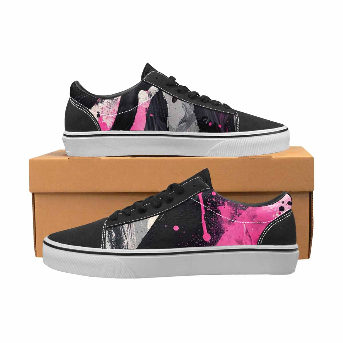 WOMEN'S Zebra Stripe Burst Lace-Up Canvas Vivid Custom Sneakers