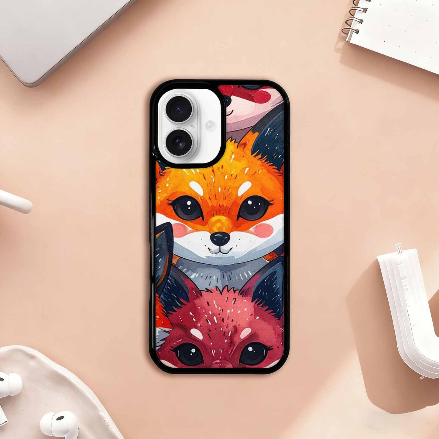 iPhone 17 Case — Watercolor Kawaii Fox Watercolor Abstract, Custom Printed Phone Case
