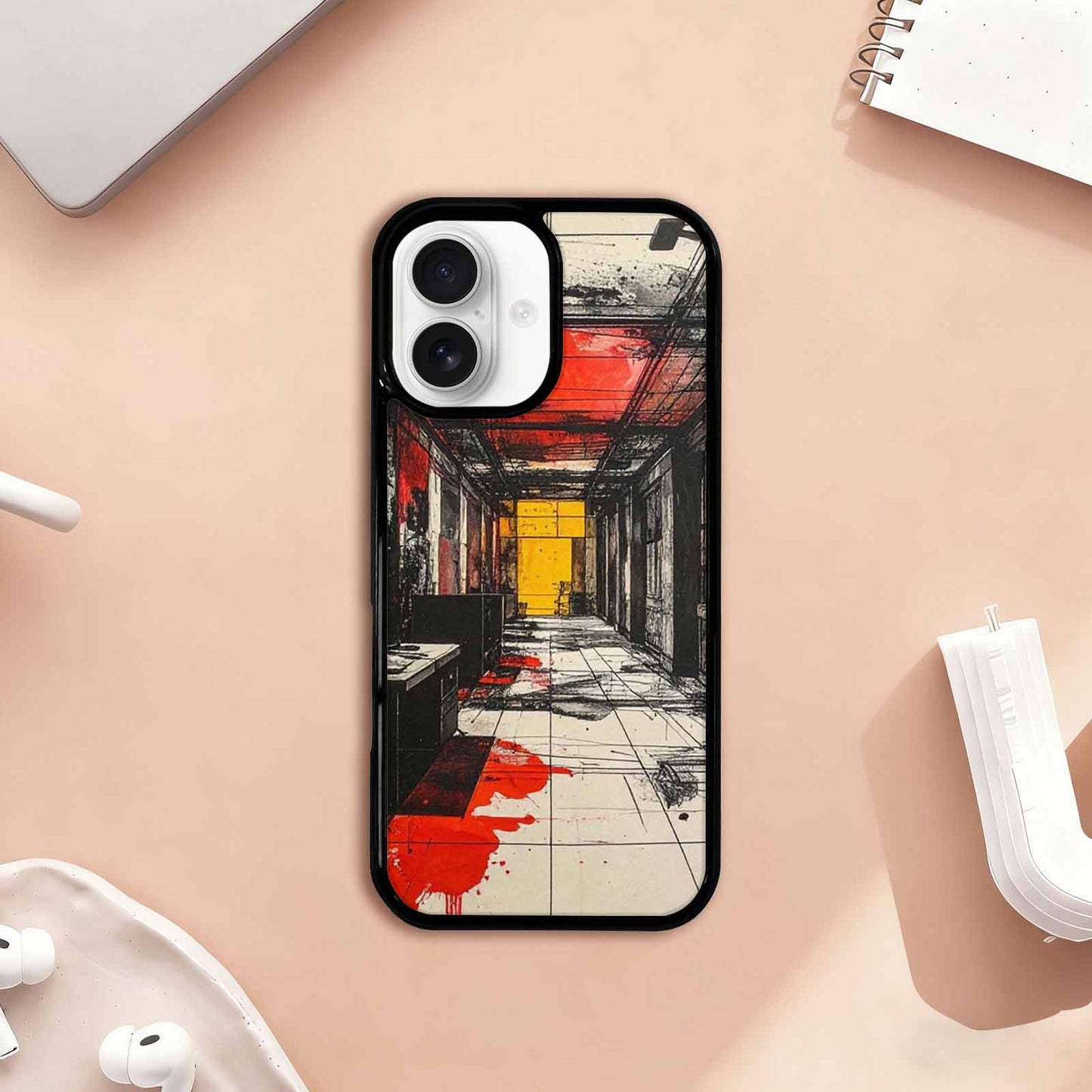 iPhone 17 Case — Black & Red Ink Galaxy Space, Original Design Phone Case