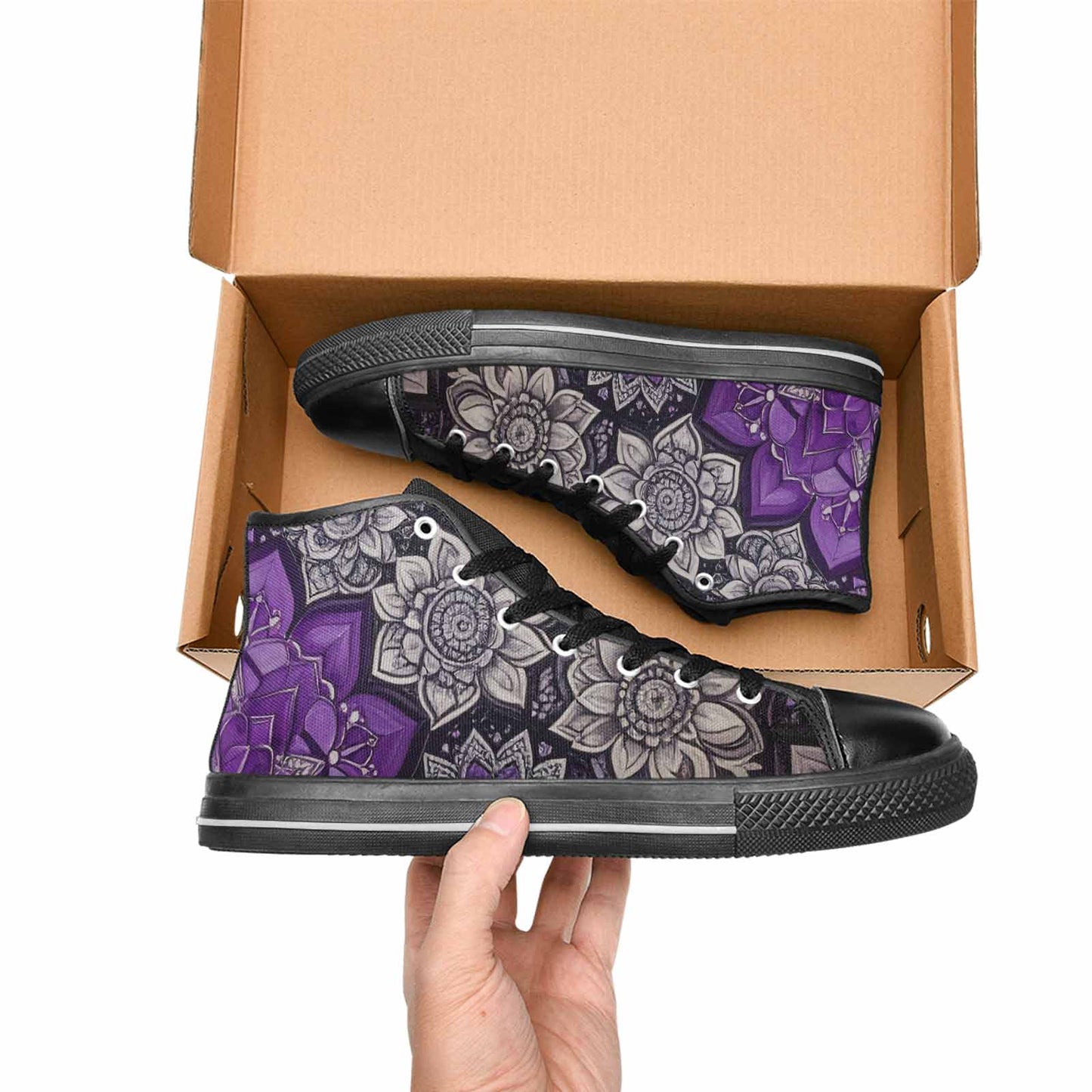 WOMEN'S Mandala High Top Canvas Grunge Custom Sneakers
