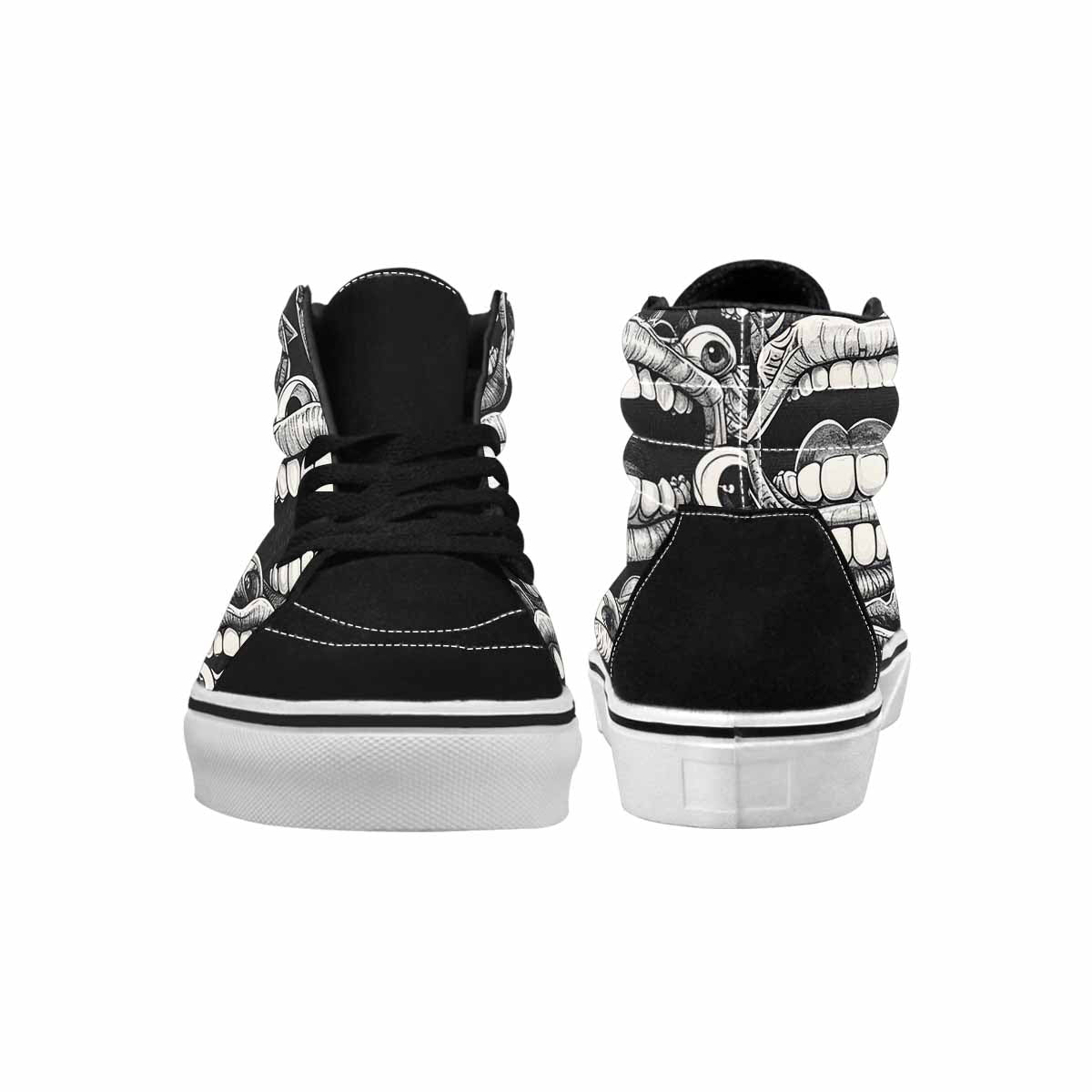 WOMEN'S Googly Cartoon Mouths High Top Canvas Cottagecore Custom Sneakers