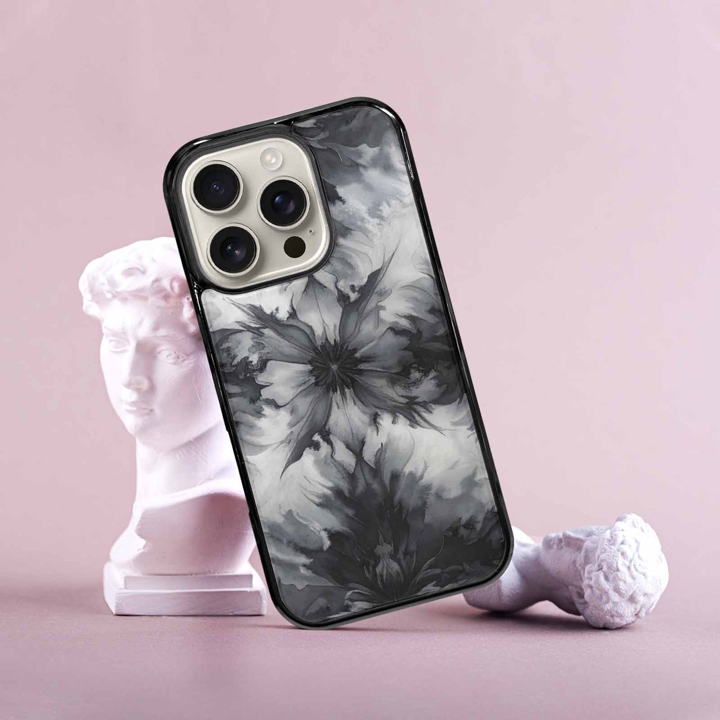 iPhone 16 Pro Case — Tie Dye Black And Gray Blended, Custom Printed Phone Case