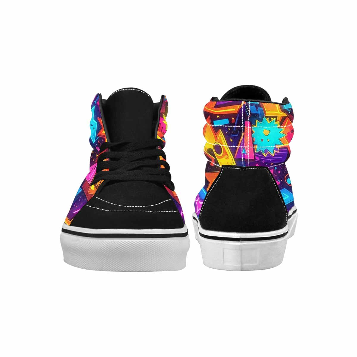 MEN'S 80s Retro Motif High Top Canvas Vibrant Chaos Sneakers