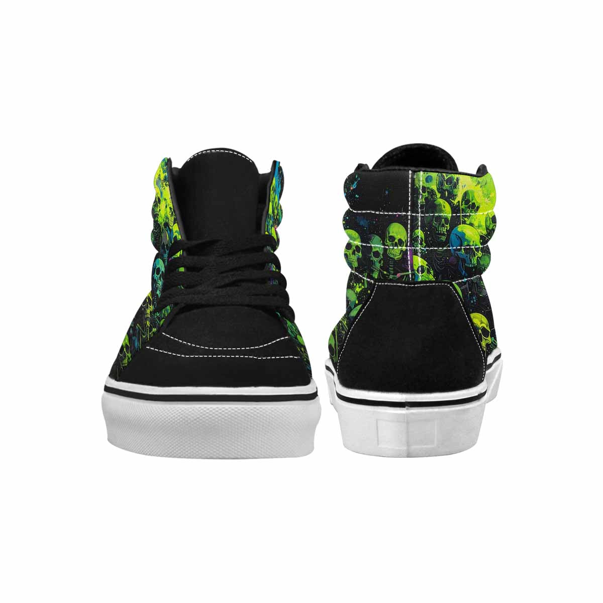 MEN'S Skeletons × Neon Green High Top Canvas Aesthetic Custom Shoes
