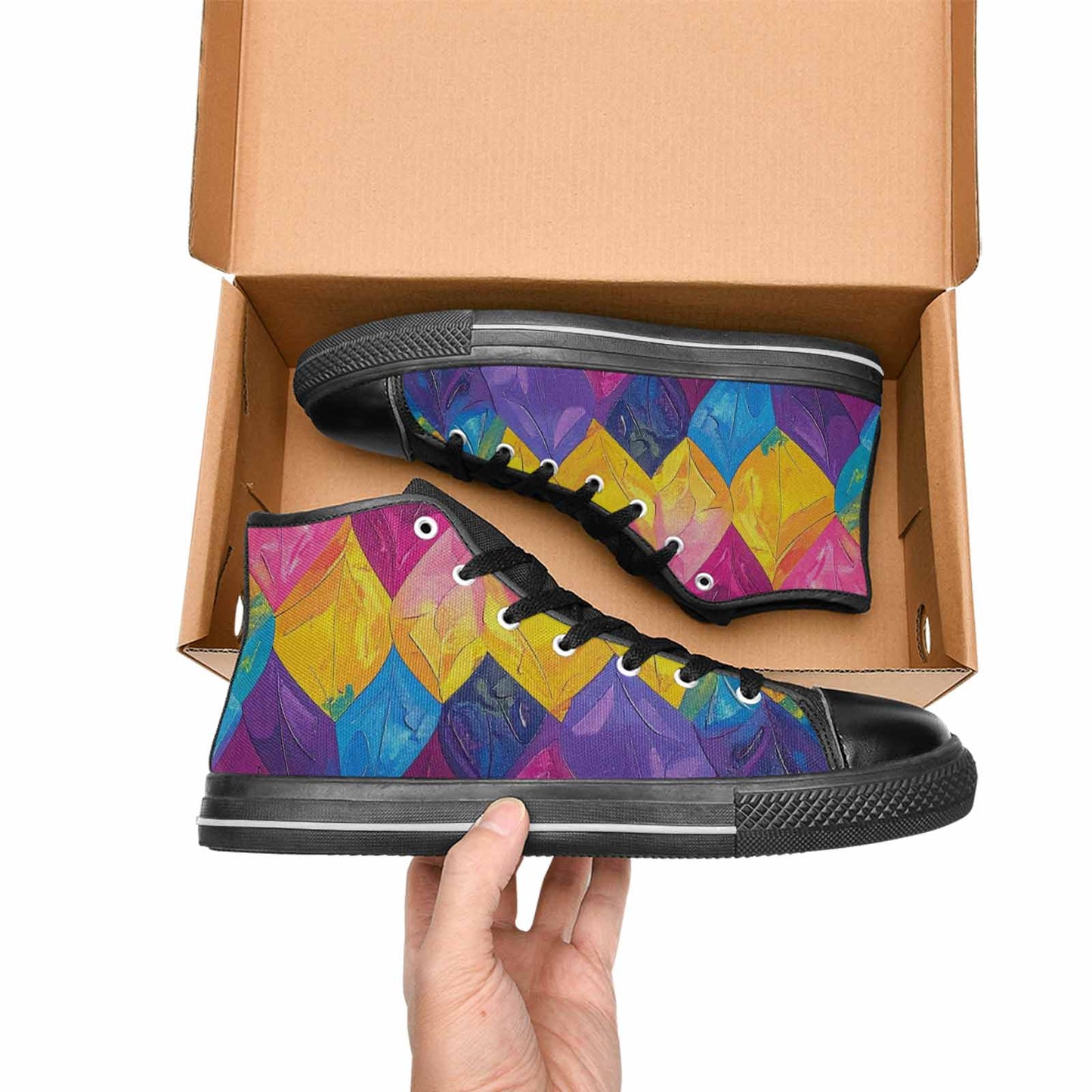 MEN'S Pansexual Flag Color High Top Canvas Surreal Custom Shoes