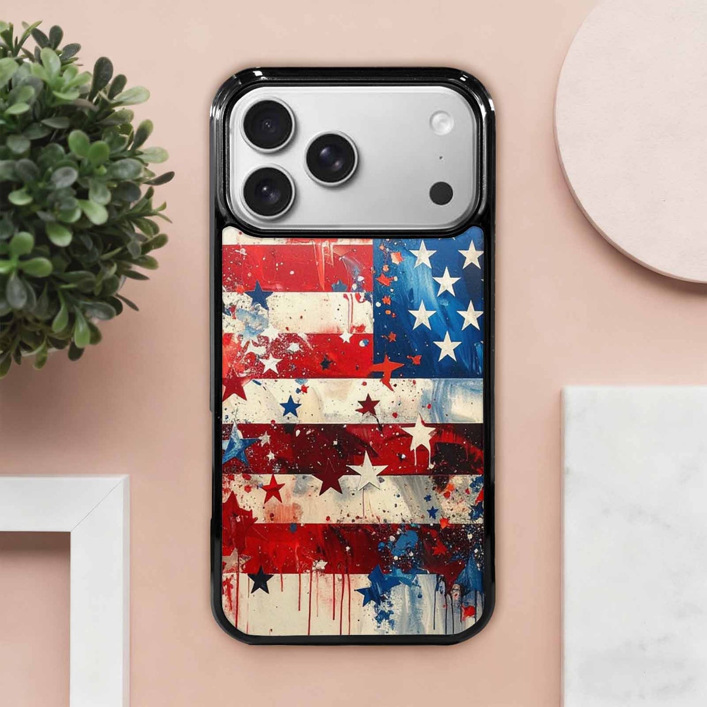 iPhone 17 Pro Max Case — Patriotic Stars And Stripes Galaxy Space, Custom Phone Case