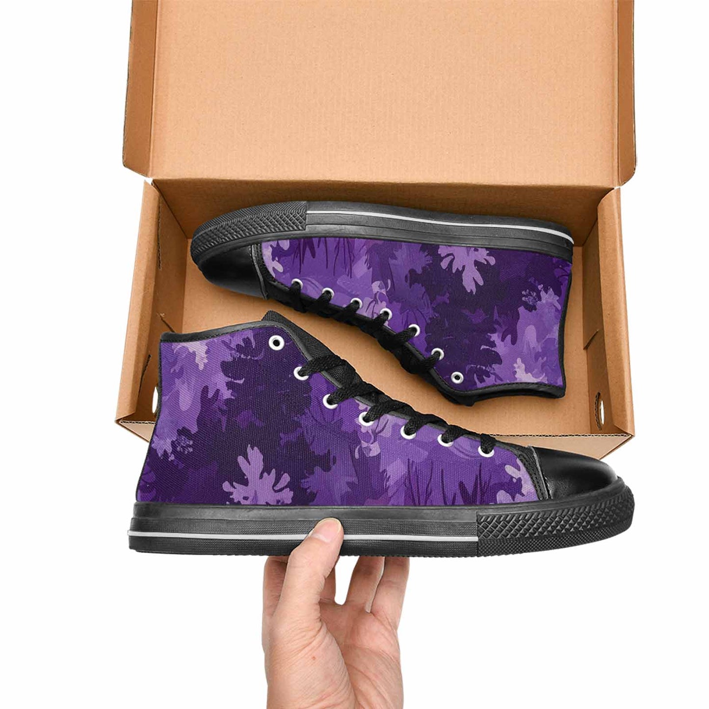 WOMEN'S Military Camouflage Blotch High Top Canvas Wallpaper Art Shoes