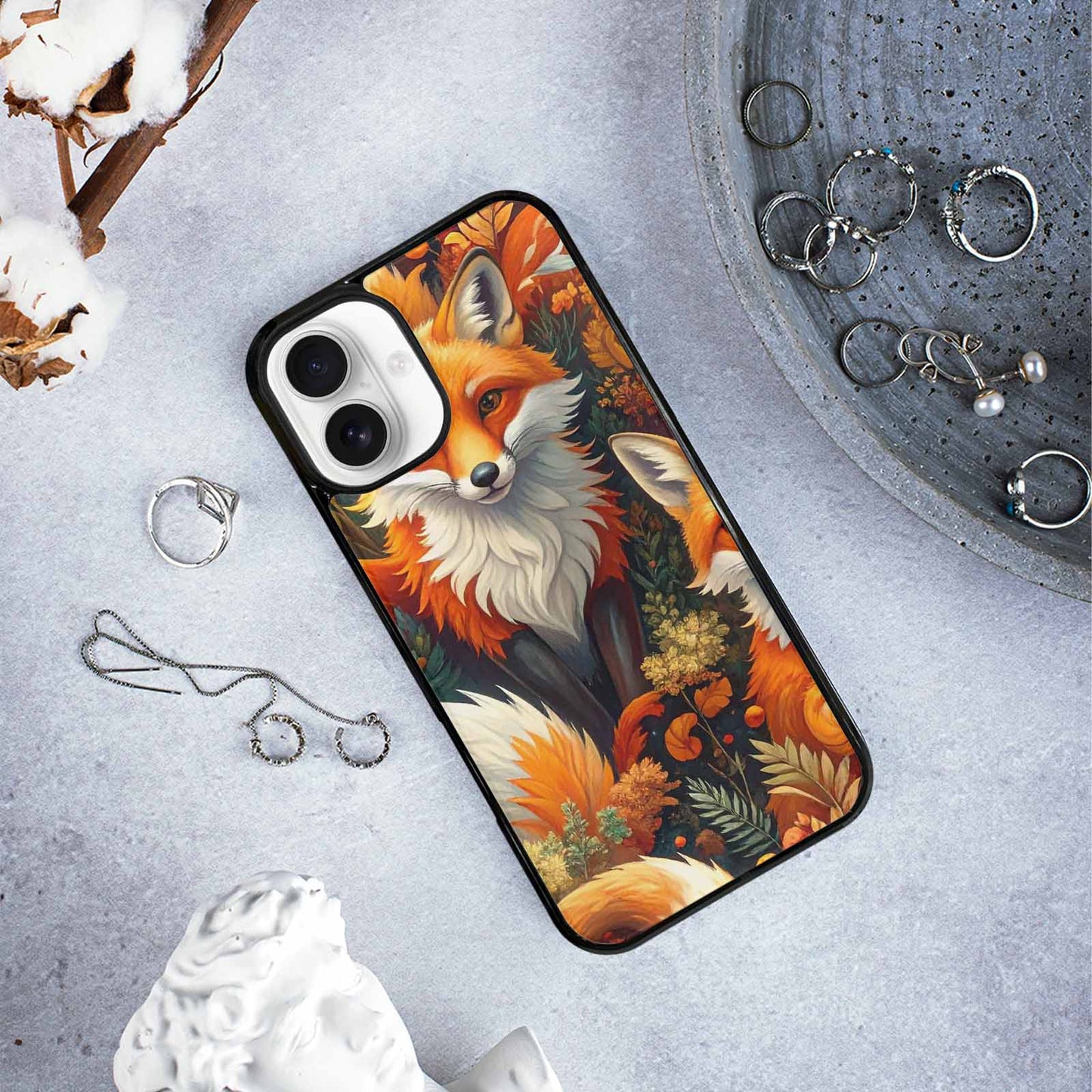 iPhone 16 Plus Case — Fox Forest Fox Forest Pattern Hundreds, Custom Designed Case Cover