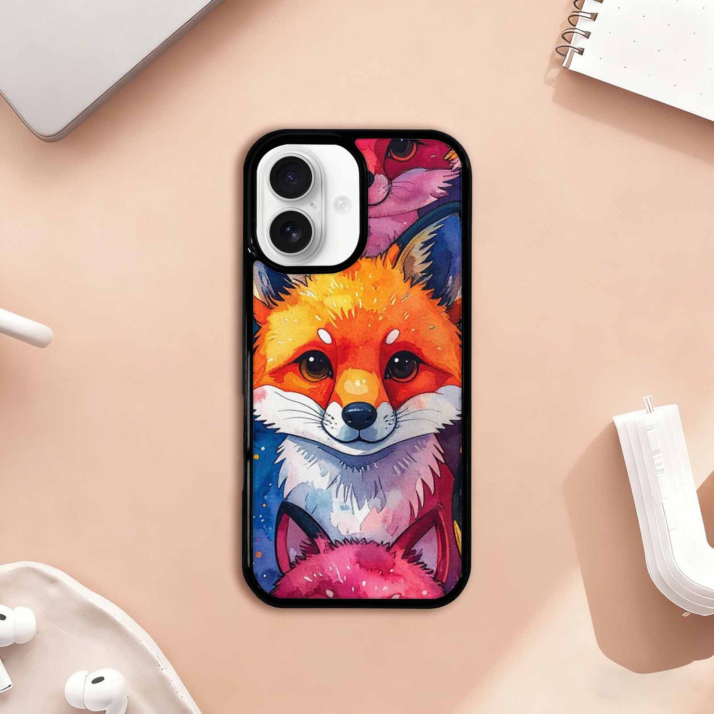 iPhone 17 Case — Watercolor Kawaii Fox Watercolor Abstract, Original Design Phone Case