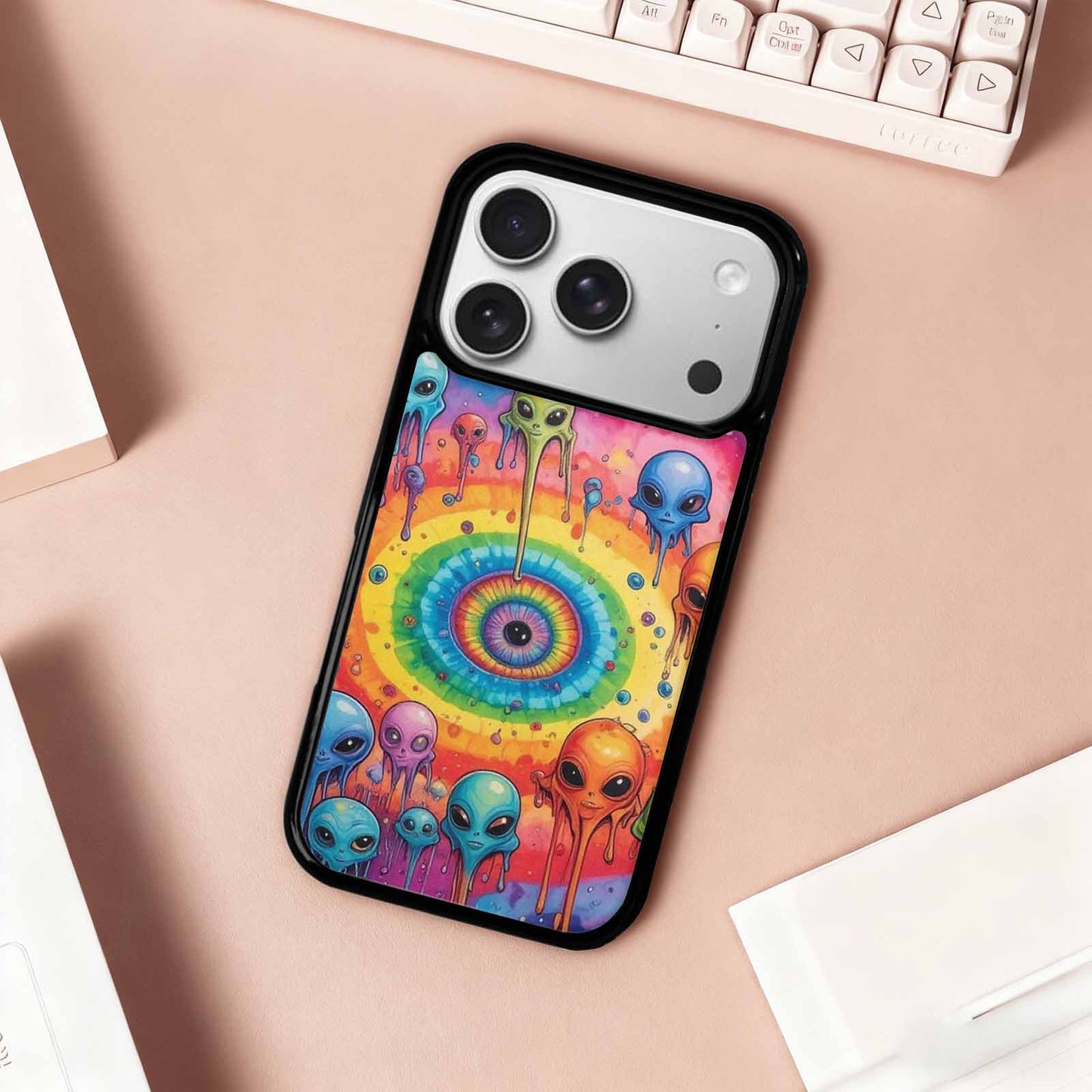 iPhone 17 Pro Case — Melting Aliens Pattern Hundreds Of Alien, Custom Printed Phone Case