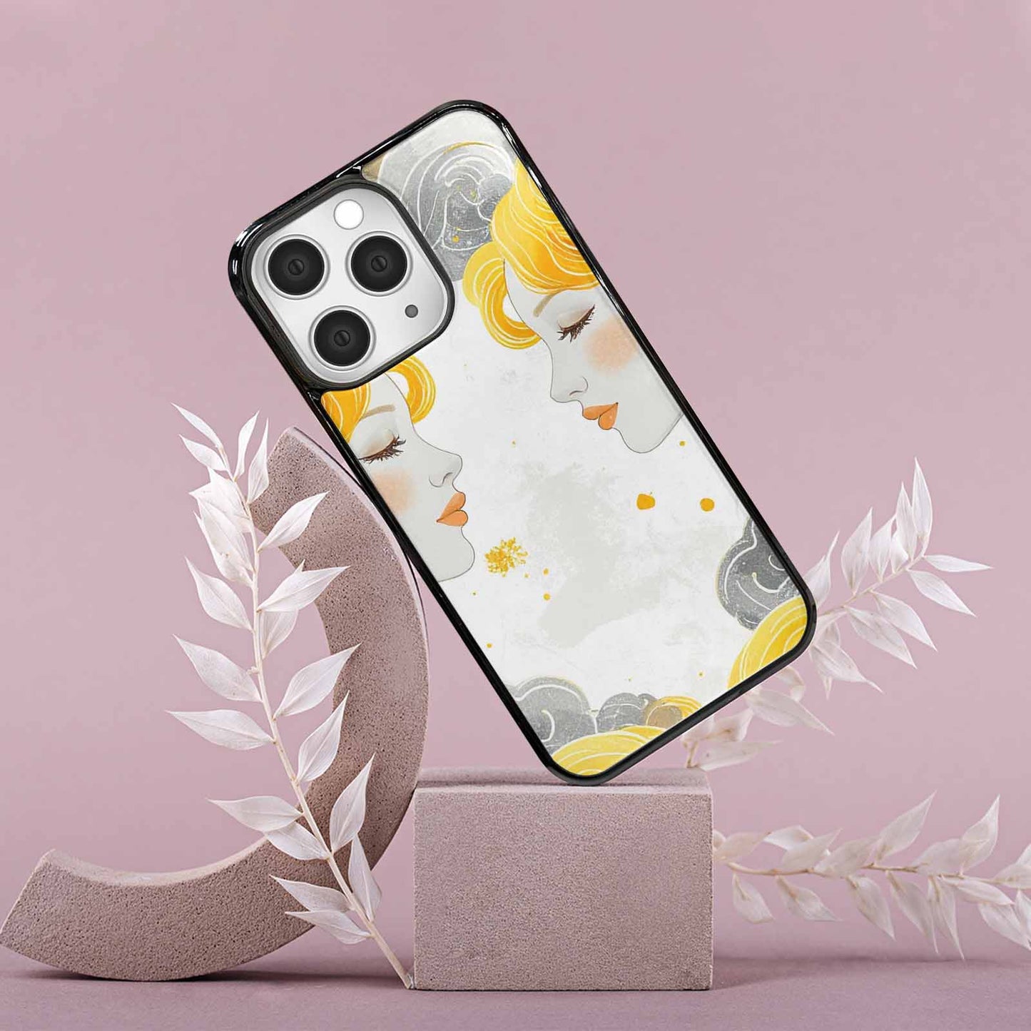 iPhone 15 Pro Max Case — Gemini Twins Zodiac Pattern Seamless Repeat, Customized Protective Case