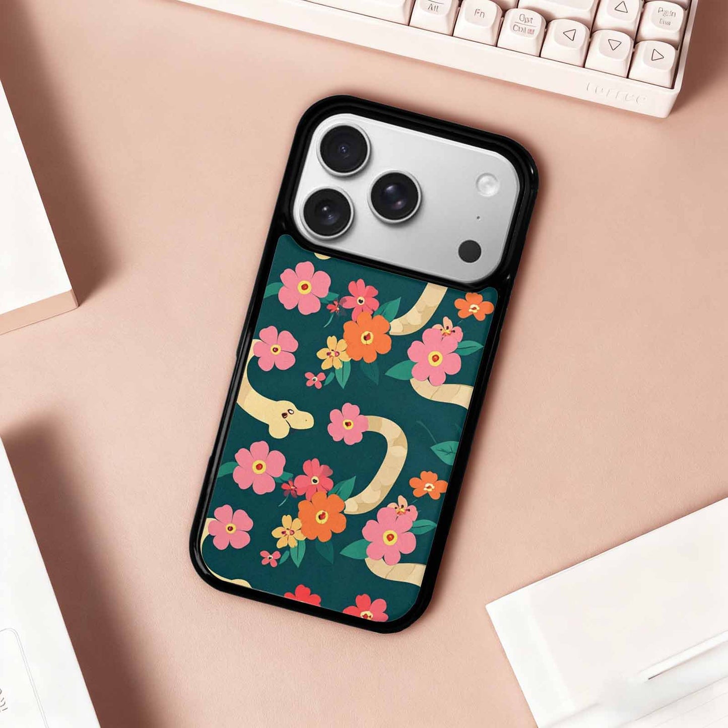 iPhone 17 Pro Case — Snakes Print Floral Seamless Pattern Floral, Custom Printed Phone Case