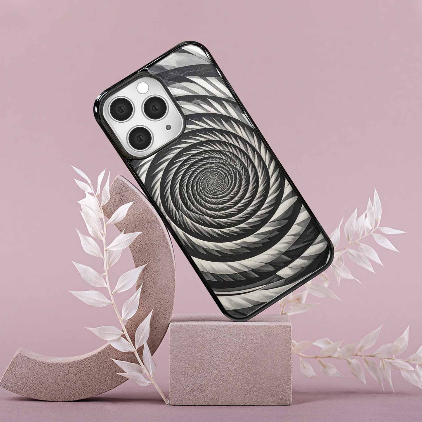 iPhone 15 Pro Max Case — Hypnotic Spiral Optical Illusion Motif High, Original Design Phone Case
