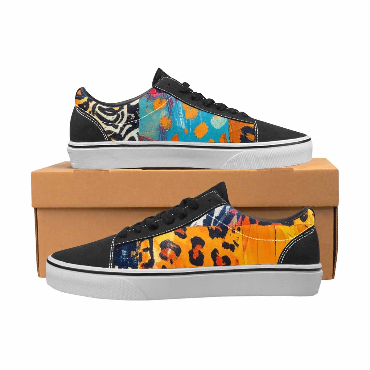 WOMEN'S Full Color Vibrant Animal Lace-Up Canvas Wallpaper Art Custom Sneakers