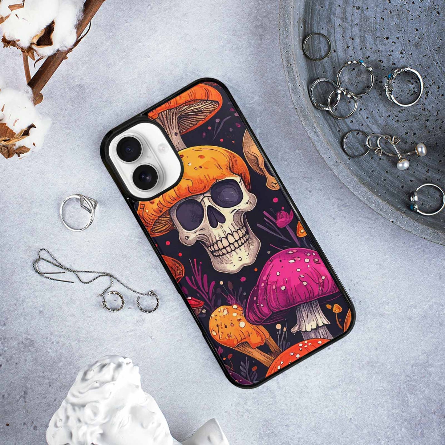 iPhone 16 Plus Case — Mushroom Skulls Custom, Custom Made Phone Cover