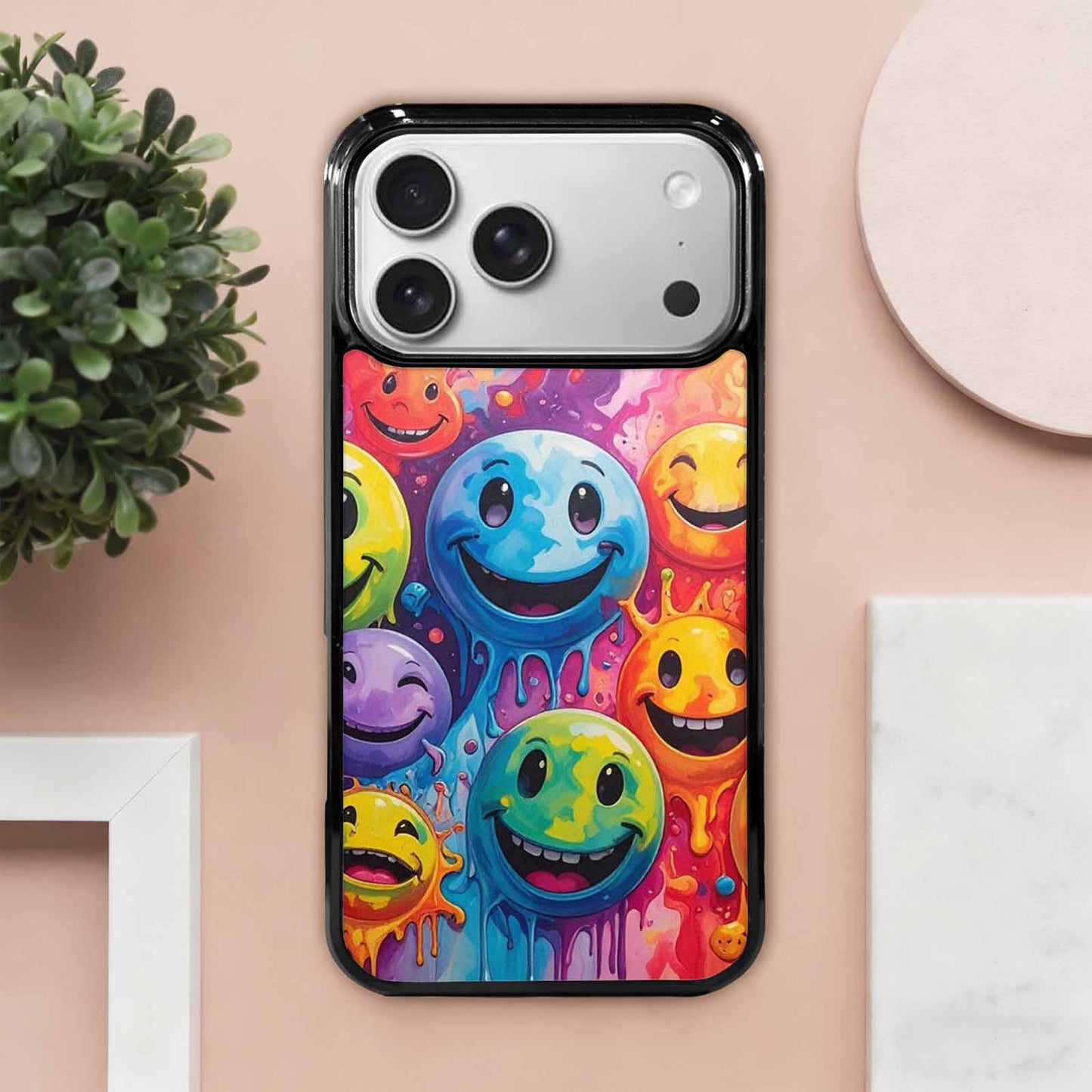 iPhone 17 Pro Max Case — Smiley Facessmiley Faces Tie Original Art, Customized Protective Case