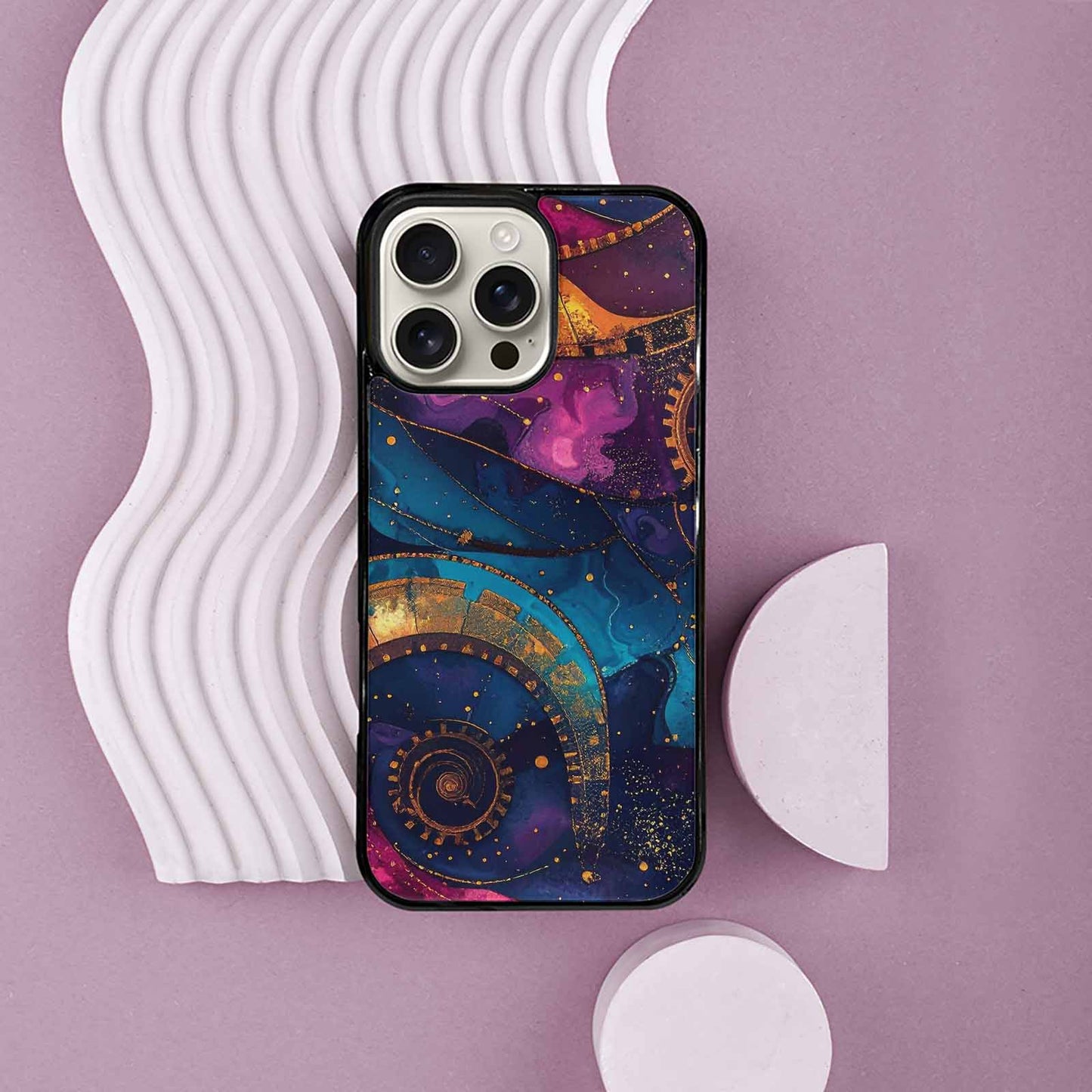 iPhone 16 Pro Max Case — Steampunk Galaxy Art Seamless Pattern Vibrant, Personalized Phone Case
