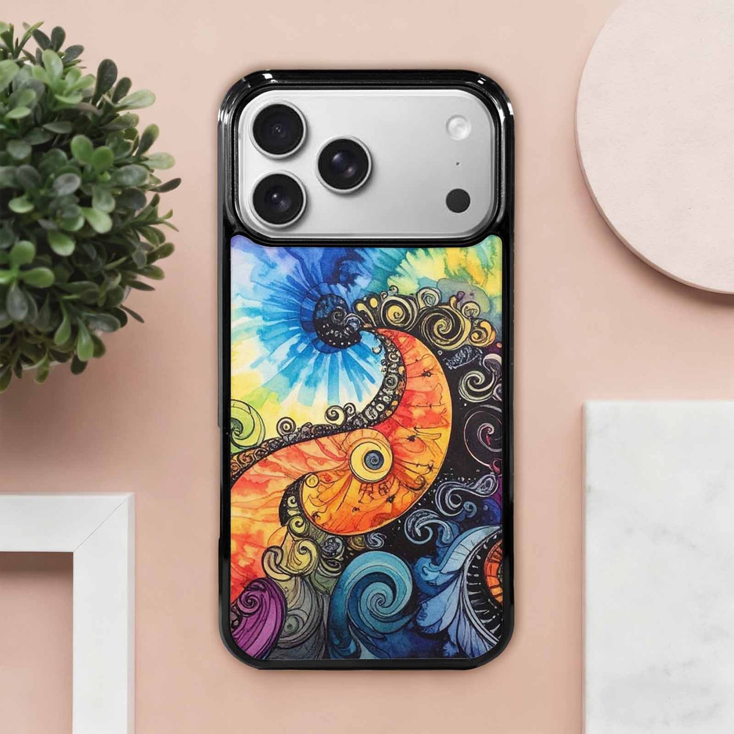 iPhone 17 Pro Max Case — Tie Dye Swirls (black Tie Dye, Custom Print Case Cover