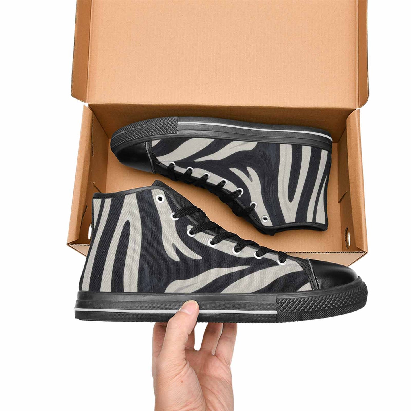 WOMEN'S Modern Zebra Stripe High Top Canvas Neon Fantasy Custom Sneakers