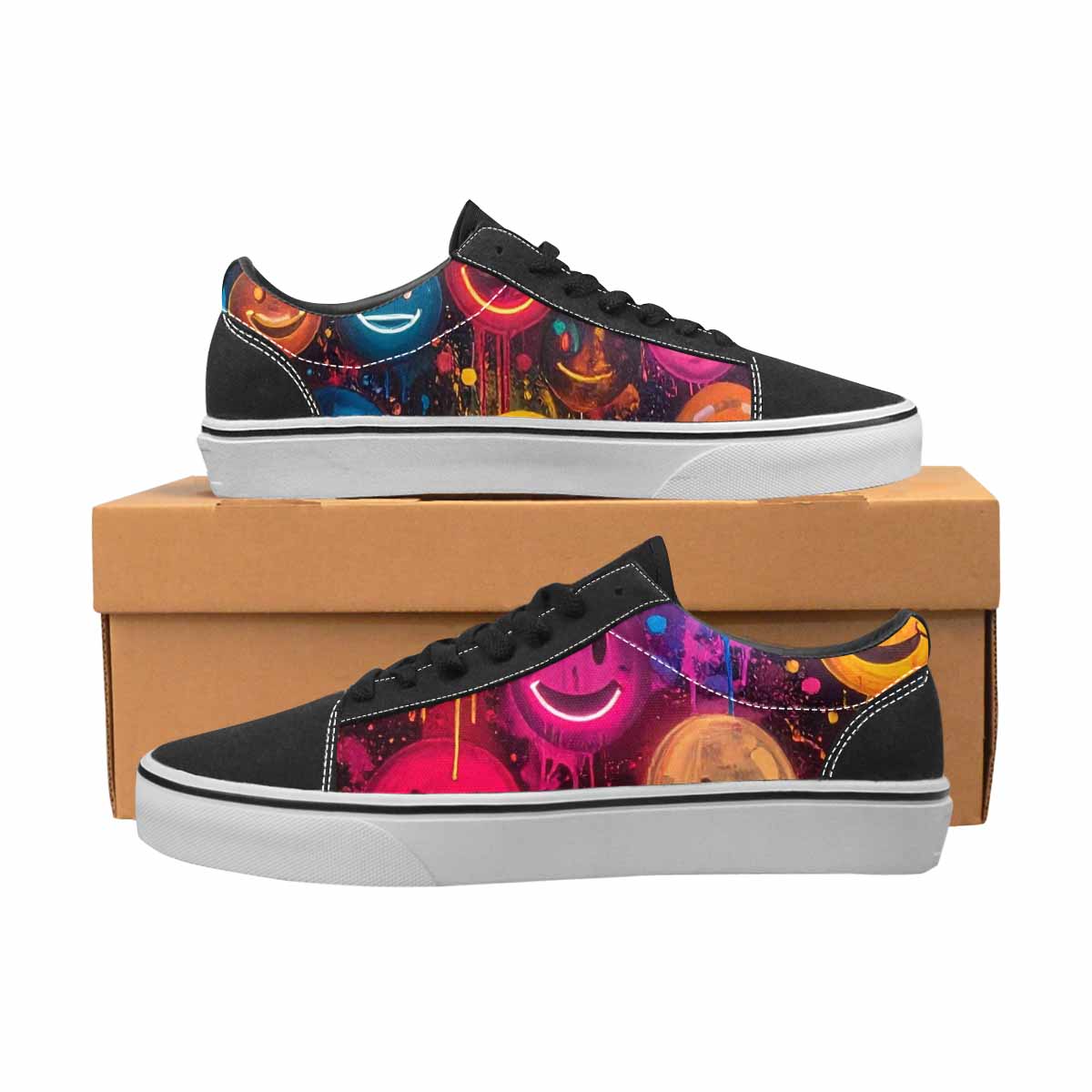 WOMEN'S Smiley Faces × Glow Lace-Up Canvas Dreamlike Custom Shoes