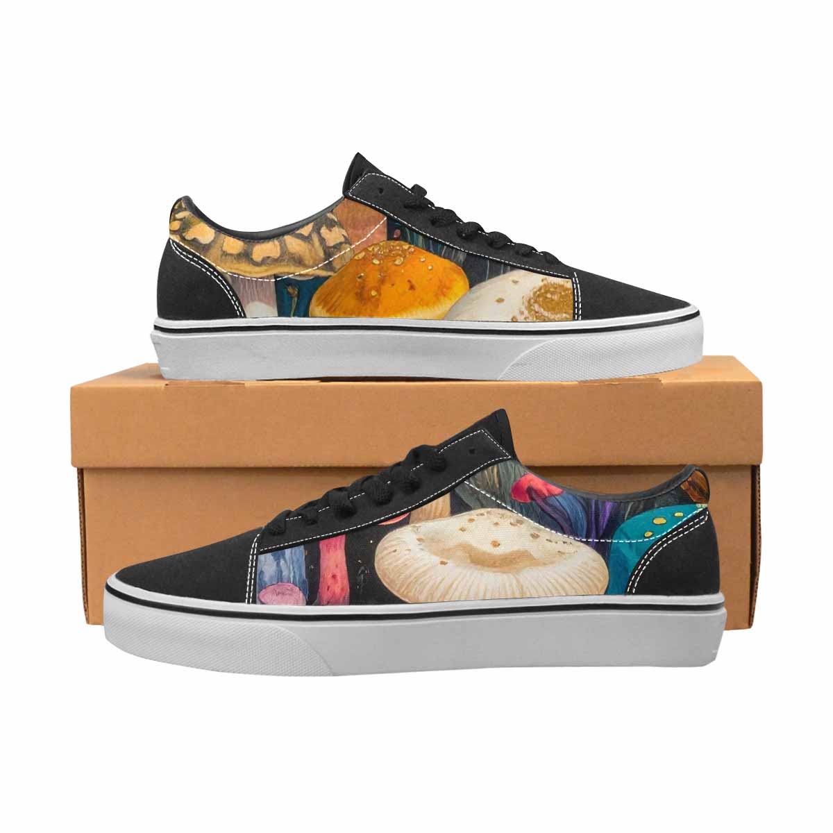 WOMEN'S Mushrooms Lace-Up Canvas Wallpaper Art Sneakers