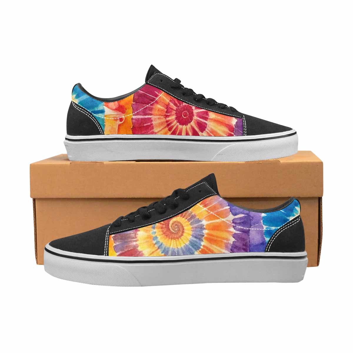 WOMEN'S Tie Dye Swirl Canvas Lace-Up Surreal Custom Shoes