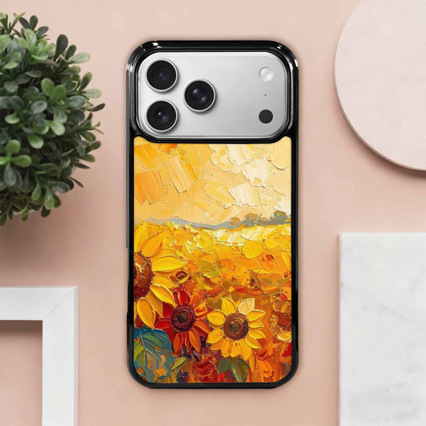iPhone 17 Pro Max Case — Impressionist Sunflower Brushstroke Pattern Floral, Custom Phone Case