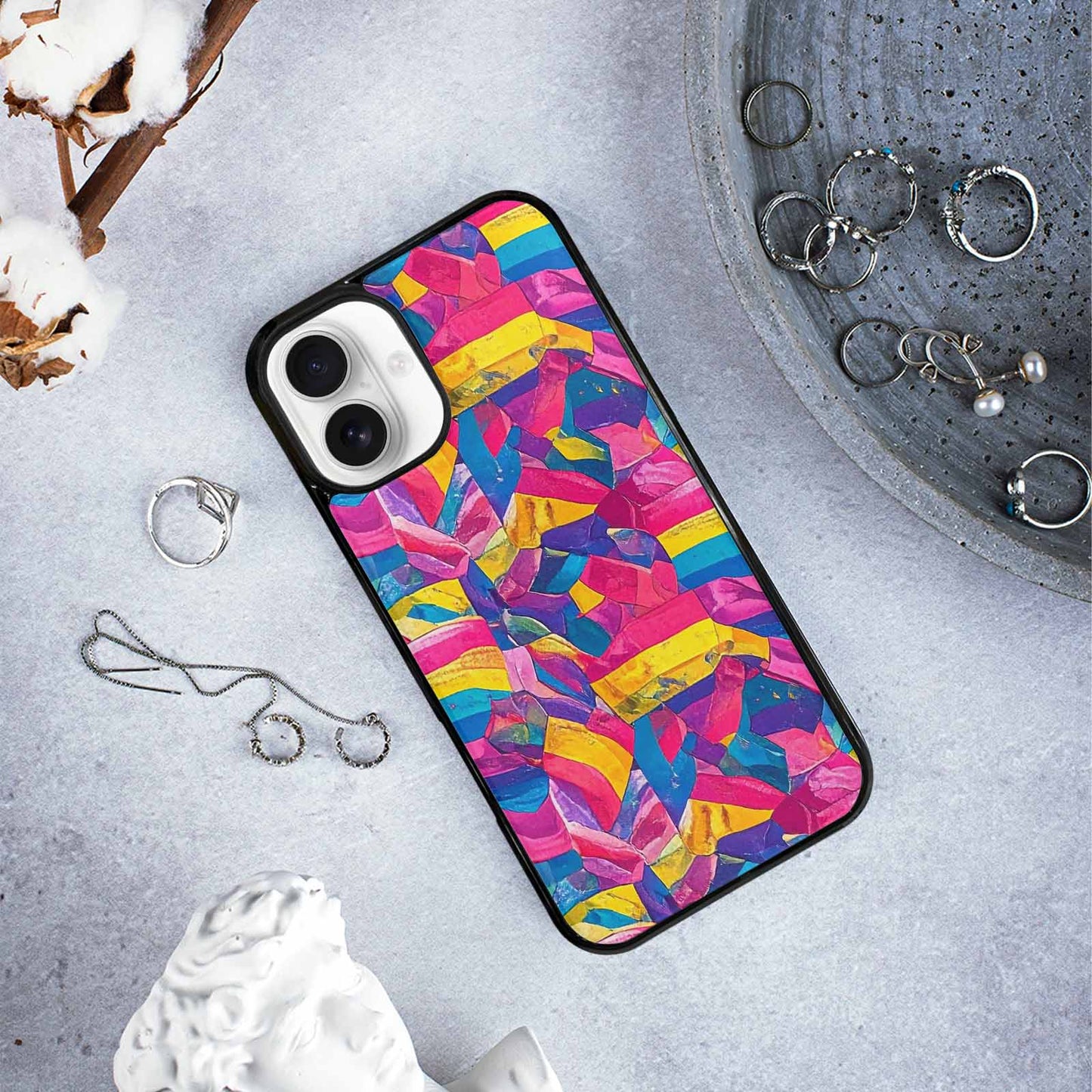 iPhone 16 Plus Case — Pansexual Flag Color Theme Small Rainbow, Custom Phone Case