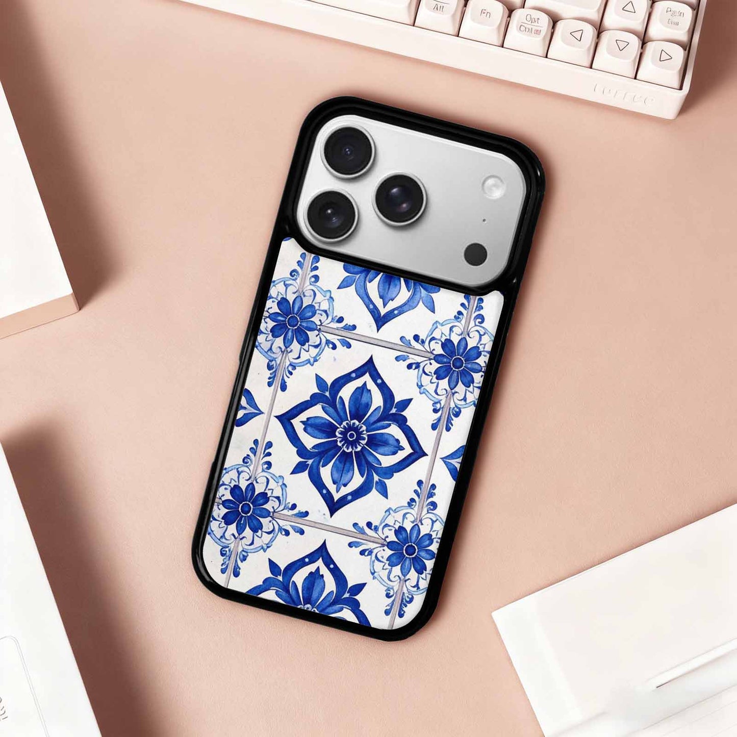 iPhone 17 Pro Case — Mexican Talavera Tile Pattern Floral, Custom Phone Case