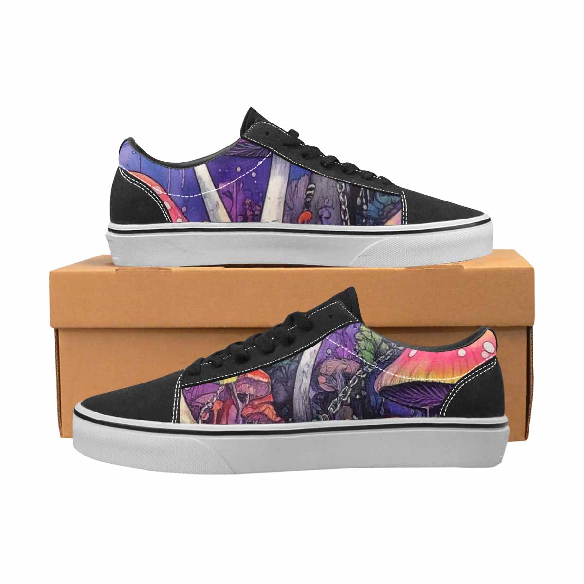 WOMEN'S Rainbow Drip Mushrooms Lace-Up Canvas Grunge Shoes