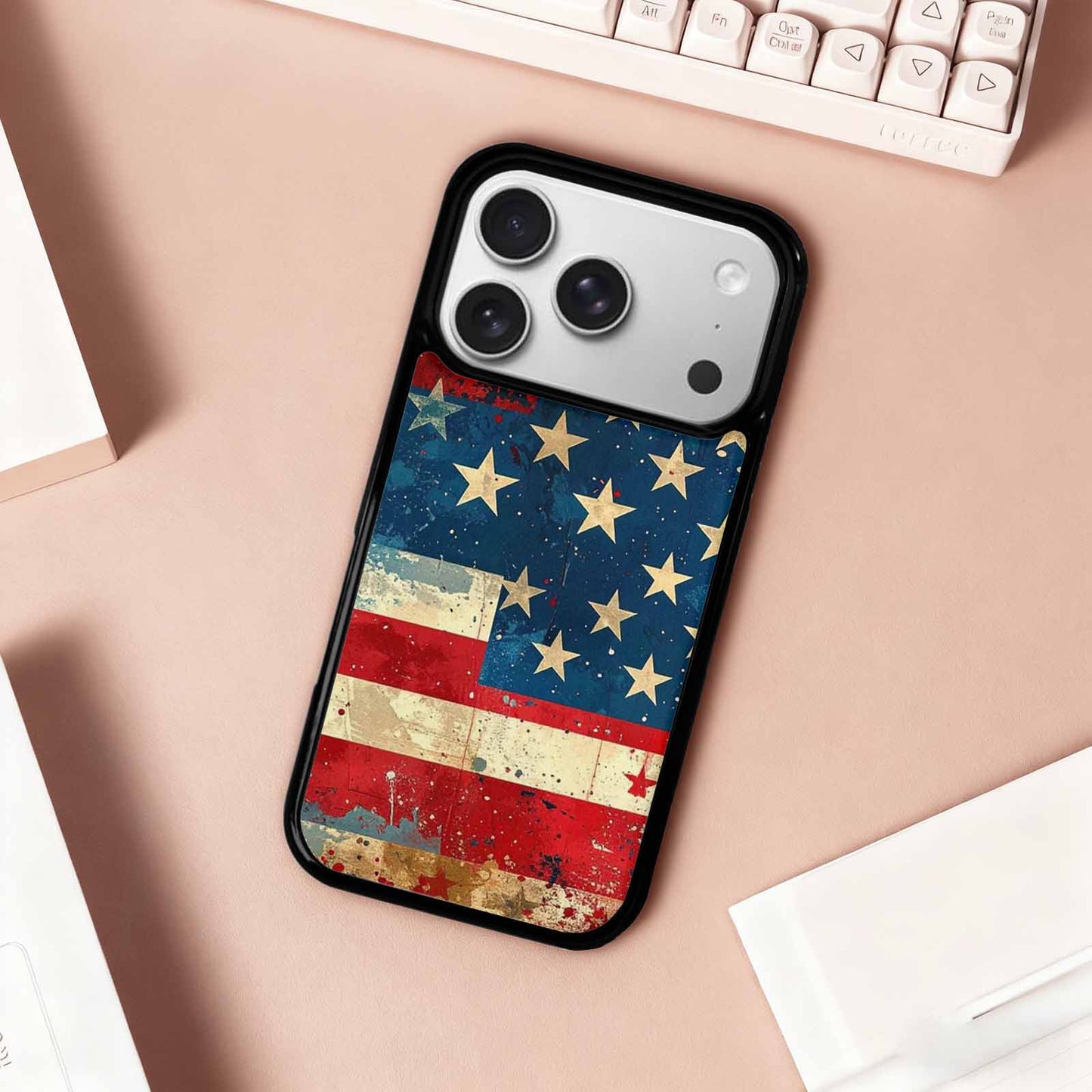 iPhone 17 Pro Case — Small American Flag Stars And Galaxy, Custom Printed Phone Case