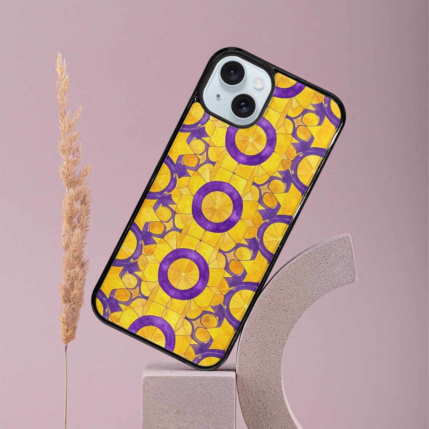 iPhone 15 Plus Case — Intersex Flag Color Theme Small Rainbow, Custom Printed Phone Case