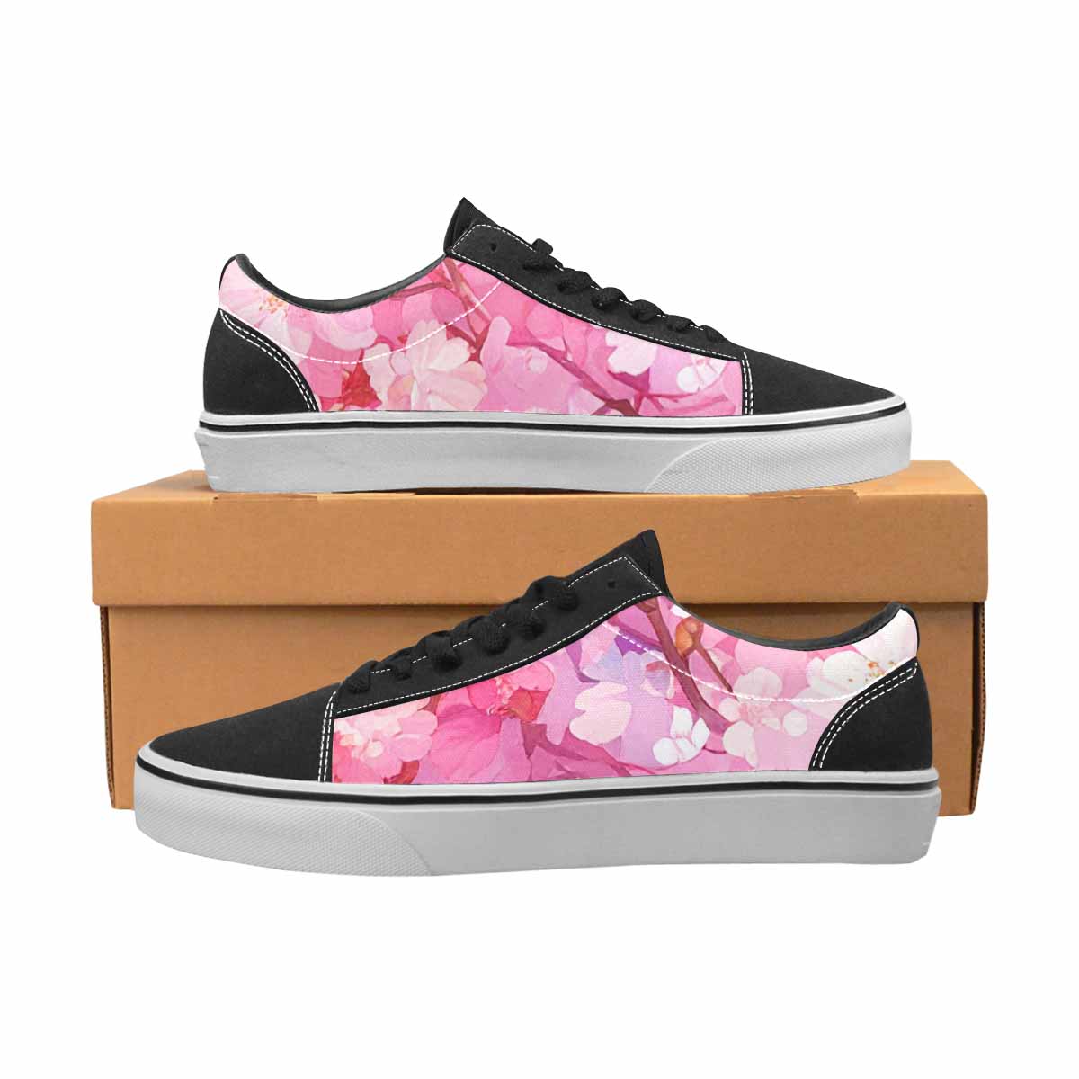 WOMEN'S Cherry Blossom Branch Cherry Lace-Up Canvas Vibrant Chaos Sneakers