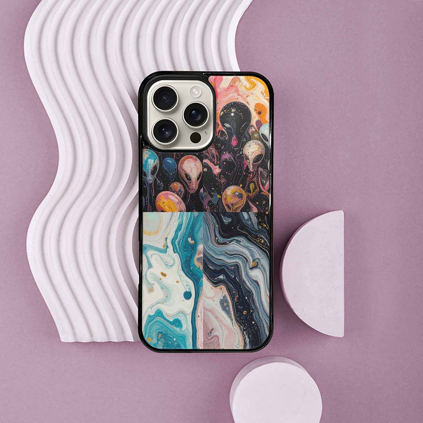 iPhone 16 Pro Max Case — Aliens Marblealiens Pattern Dms, Custom Phone Case