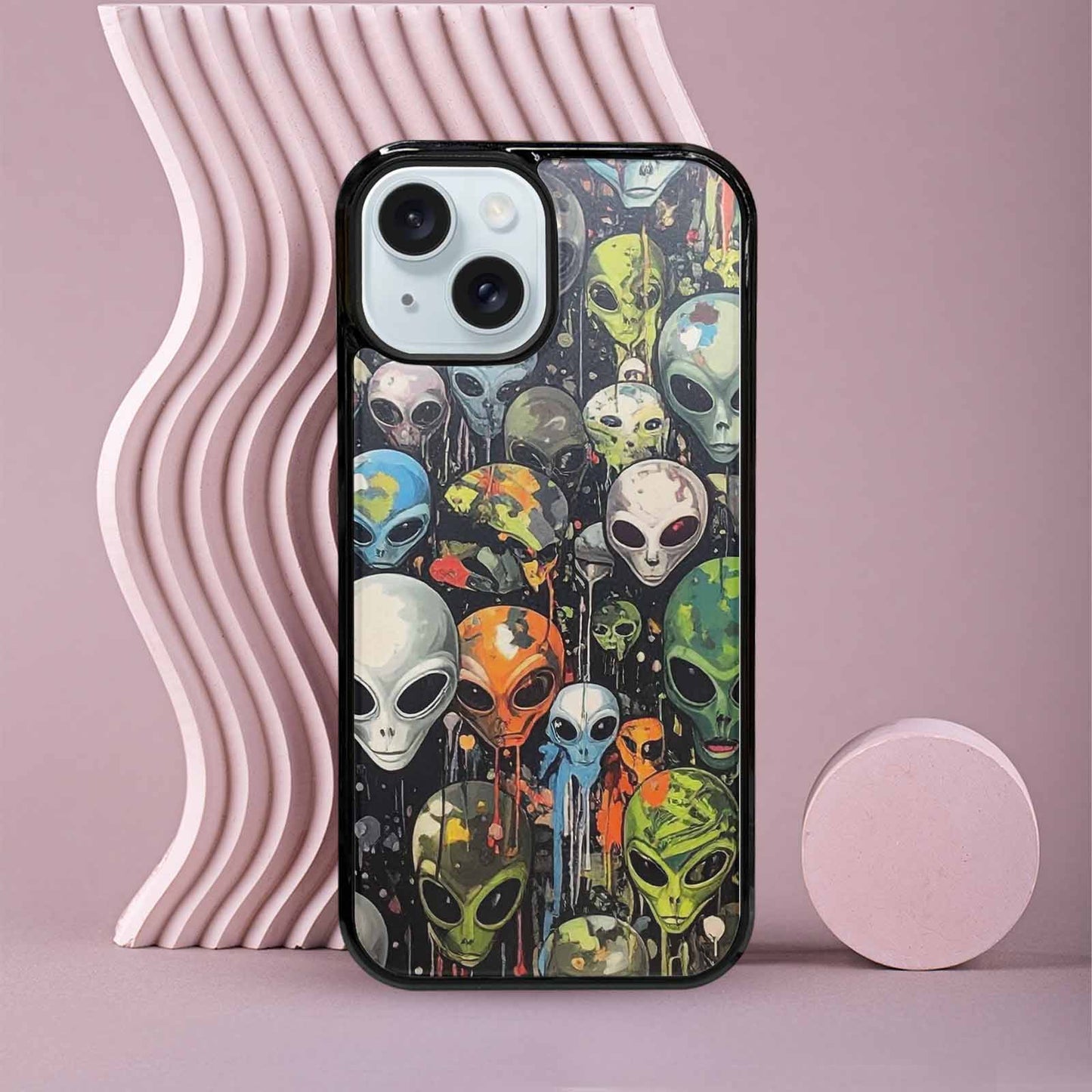 iPhone 15 Case — Aliens Camo Aliens Pattern Hundreds Of, Original Design Phone Case