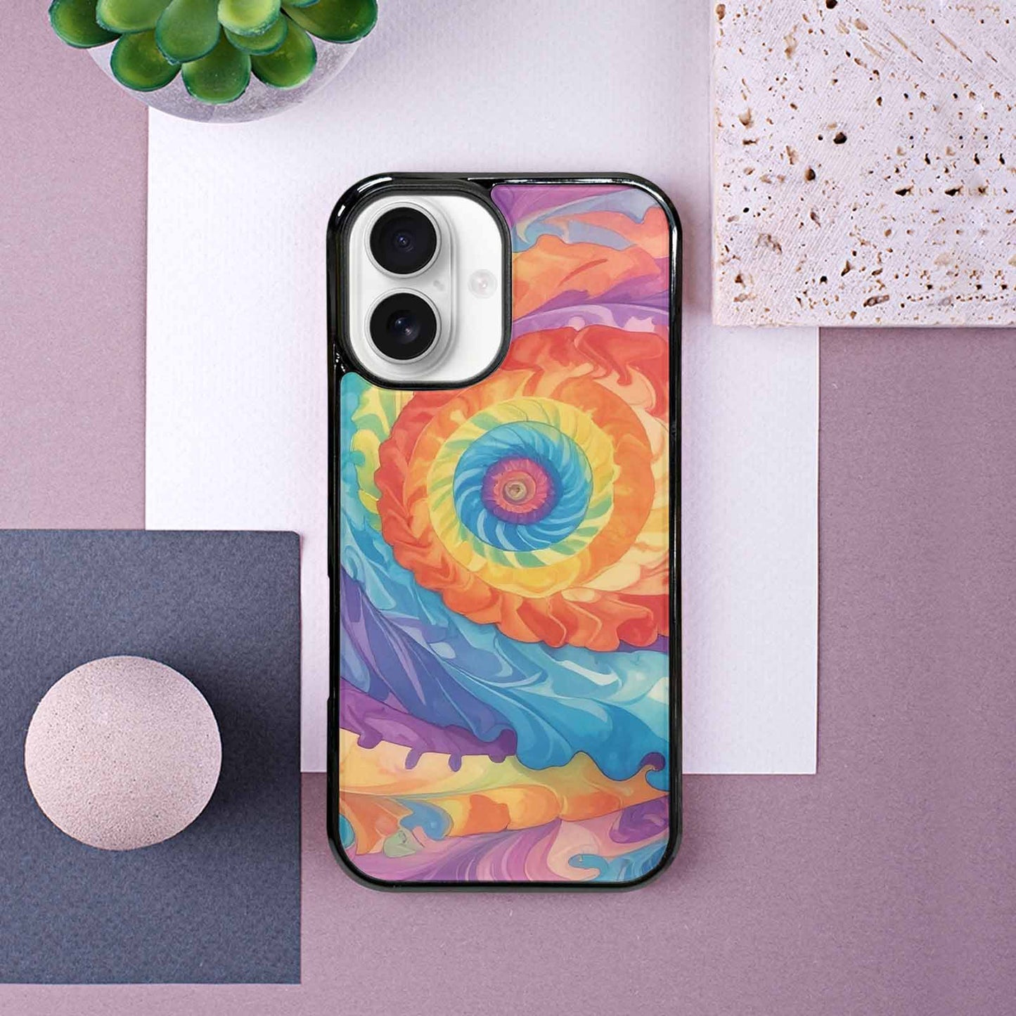 iPhone 16 Case — Tie Dye Swirls Tie Dye Swirls, Personalized Phone Case