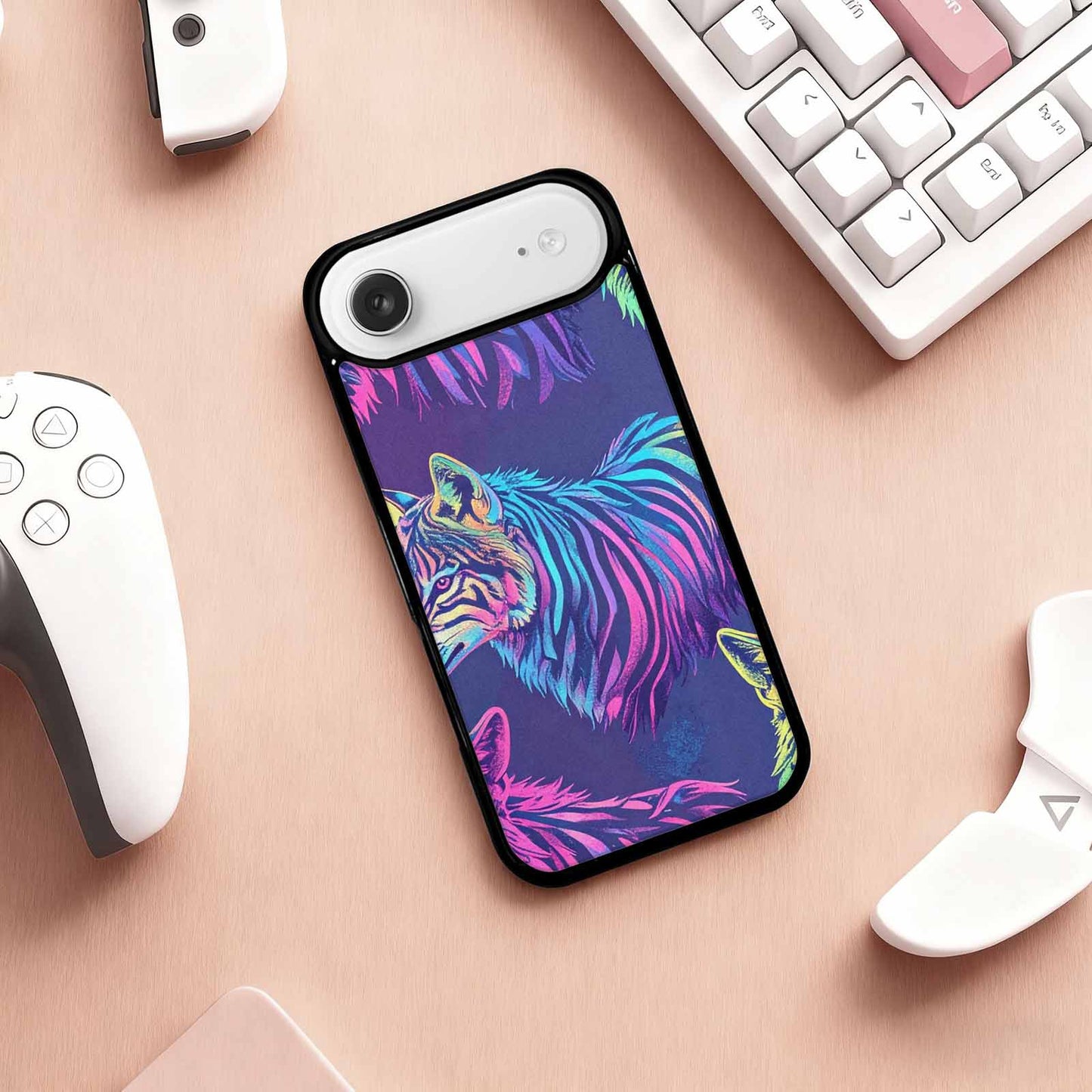 iPhone 17 Air Case — Neon Zebra Print Wolf Animal Print, Original Design Phone Case