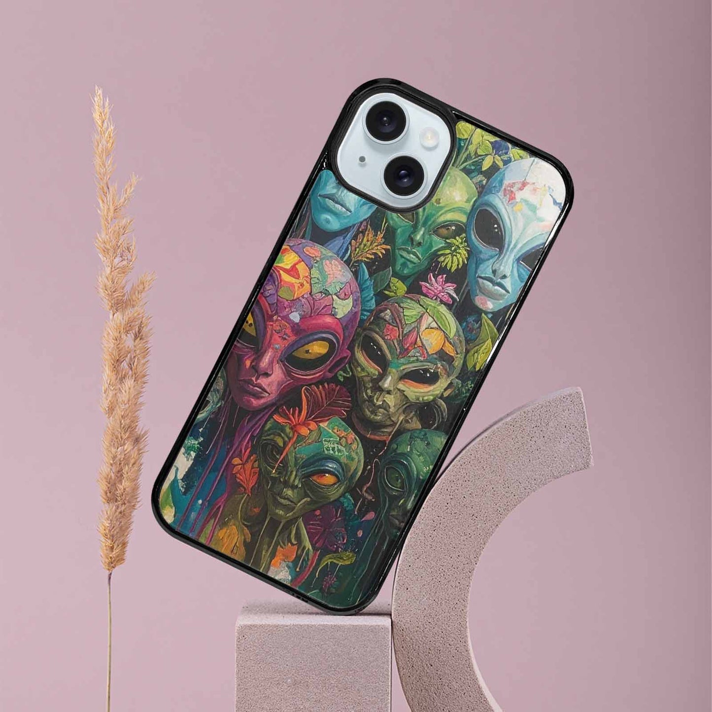 iPhone 15 Plus Case — Aliens Pattern Hundreds Of Sma Cbj, Custom Phone Case