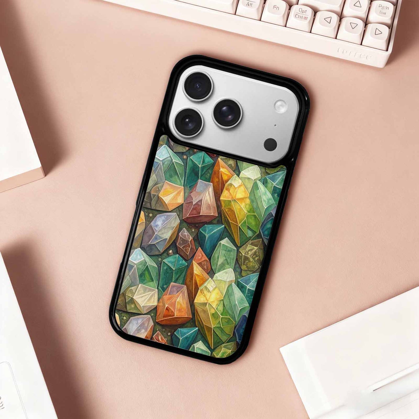 iPhone 17 Pro Case — Glossy Reptile Crystal Shard Original Art, Custom Art Phone Cover