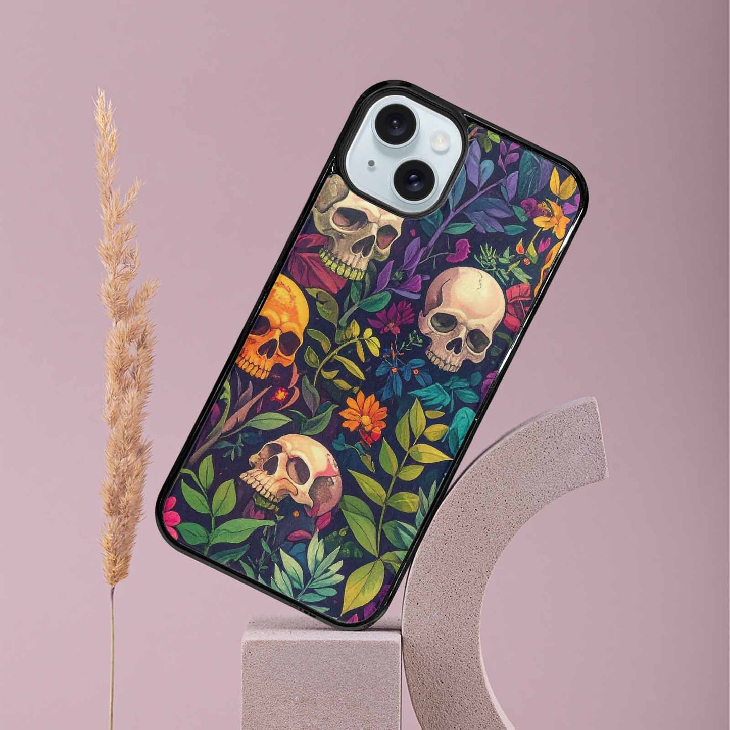 iPhone 15 Plus Case — Skulls Botanicalskulls Pattern, Customized Protective Case