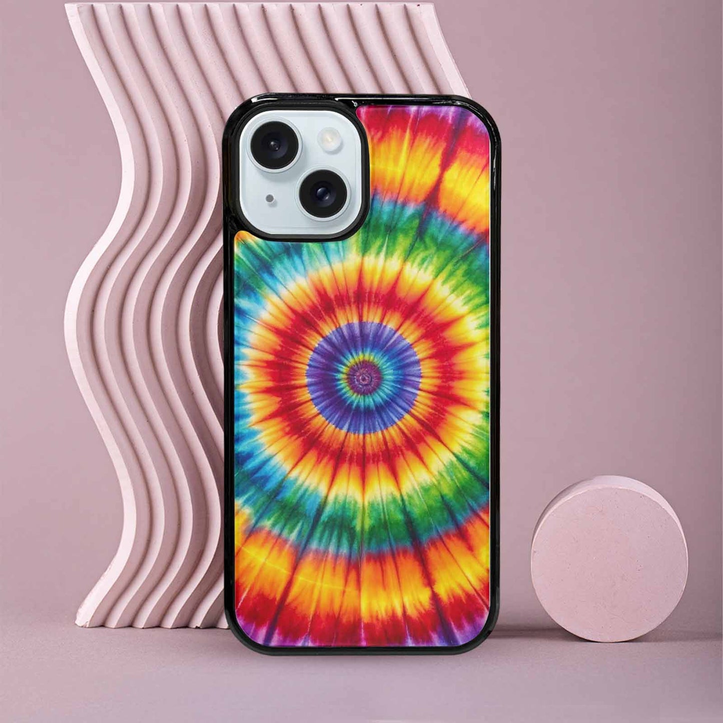 iPhone 15 Case — Rainbow Spiral Tie Dye Alt, Custom Designed Case Cover