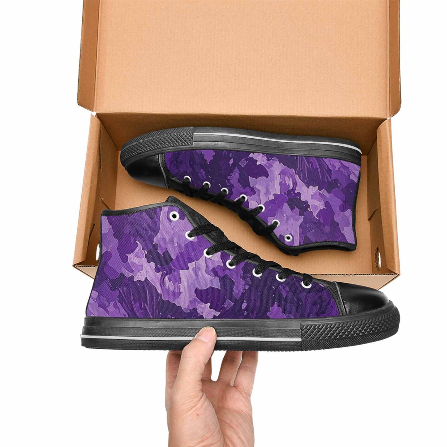 WOMEN'S Military Camouflage Blotch High Top Canvas Vibrant Chaos Shoes